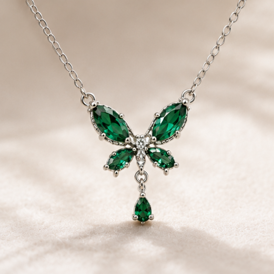 Emerald Flutter Necklace