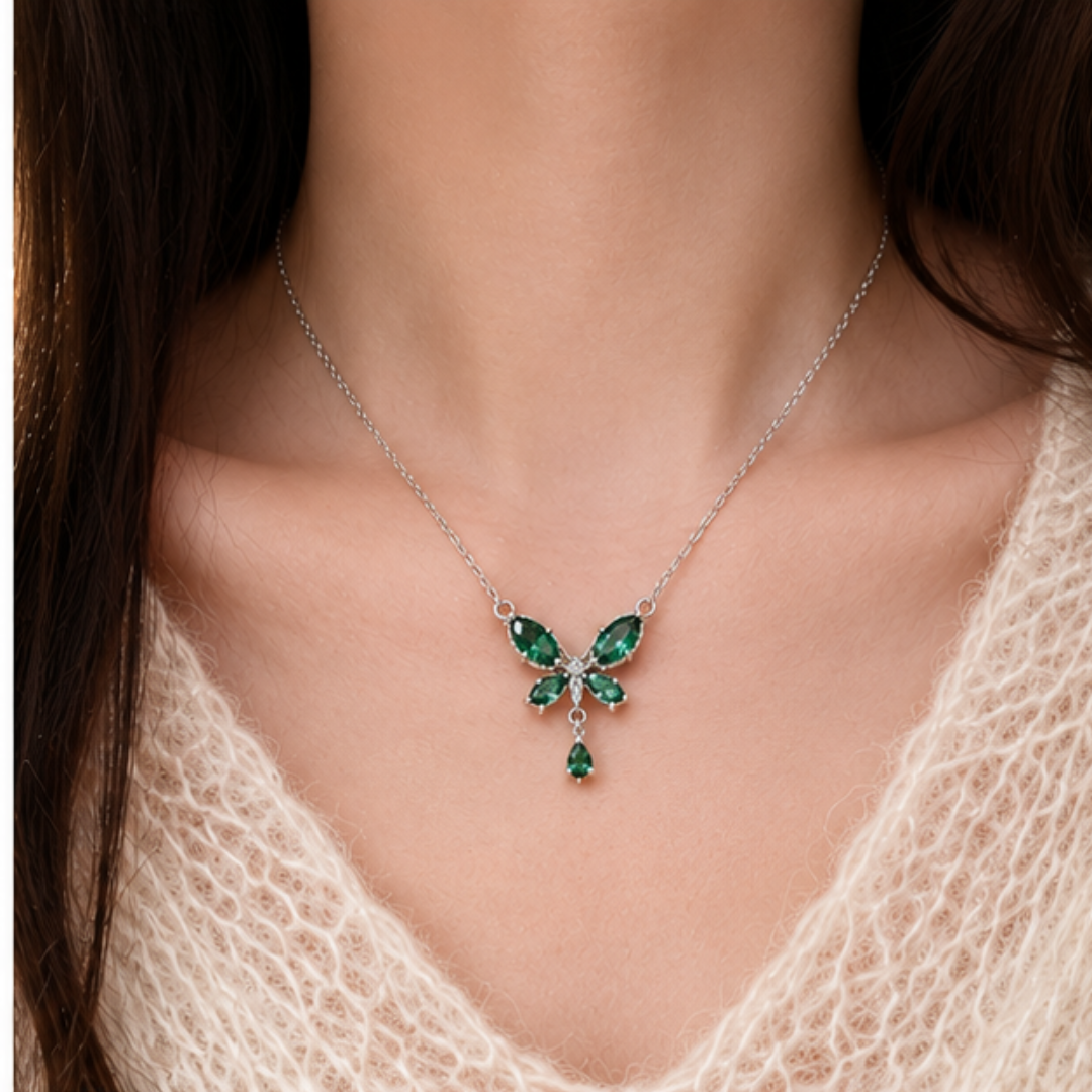 Emerald Flutter Necklace