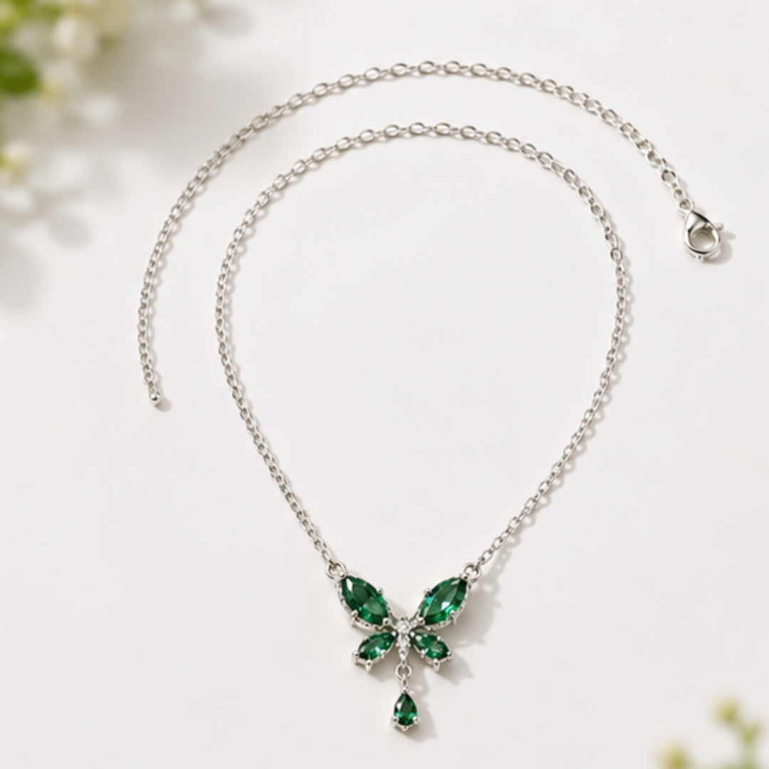 Emerald Flutter Necklace