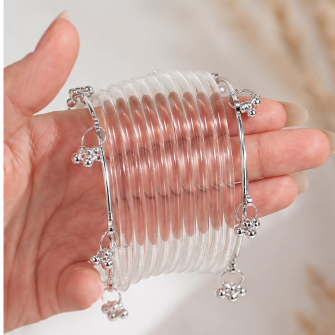 Silver Ghungroo Bangles Set