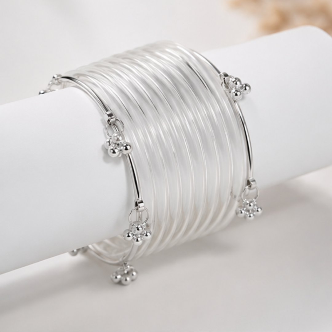 Silver Ghungroo Bangles Set